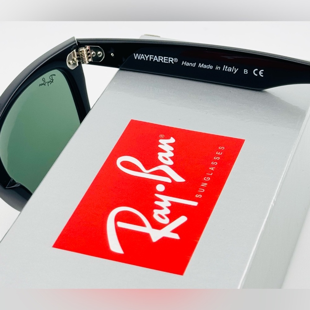 Ray-Ban Sunglasses RB2140 Wayfarer Classic UNISEX! Acetate black Green Lenses - Picture 11 of 14